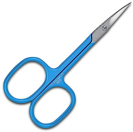 2EASY - Forbici professionali per unghie in Acciaio Inox con estremità curva - ideale per le unghie di mani e piedi, peli superflui e cuticole - estremità ricurva - forbicine extra affilate (Azzurro)
