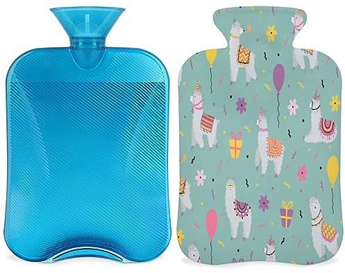 Lama Alpaka Süße Wärmflasche mit flauschigem Bezug, 2L große Kapazität, Alpaka-Flasche, Wasserbeutel für gemütliche Nächte, Linderung von Schmerzen, Rücken, Nacken und Schultern