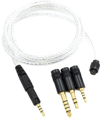 Yaowanguan Cavo Bilanciato con Adattatore da 4.4mm,2.5mm,3.5mm per Audio-Technica ATH-M50X,ATH-M40X,ATH-M70X Cuffie,M50X/M40X/M70X 3 in 1 Placcato Argento Filo di Aggiornamento Sostitutivo