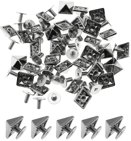 yyangz 30 Sets quadratische spitze Schraubnieten, 10 mm, Zinklegierung, obere Schraube, Pyramiden-Pyramiden-Punk-Nieten, geeignet für Lederwaren, Taschen, Reparatursets, Handtaschen, Schuhe, Kleidung,