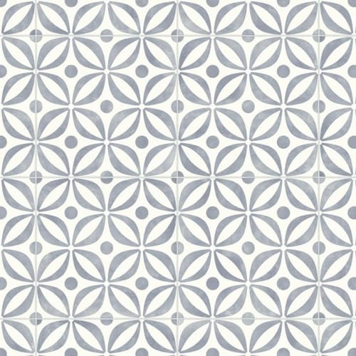 VINYL FLOORING UK Grey & White Designer Effect Vinyl Flooring For LivingRoom, Hallways, Kitchen, 2.6mm Thick Cushion Backed Vinyl Sheet, Waterproof Lino Flooring-2m(6'6) X 2m(6'6)-4m²