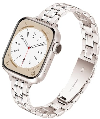 G-ficu Slim Metal Straps for Apple Watch Straps Women 46mm 45mm 44mm 42mm 41mm 40mm 49mm 38mm, Adjustable iWatch Strap, Thin Stainless Steel Band for Apple Watch Strap Series 11 10 9 8 7 6 5 4 3 Ultra