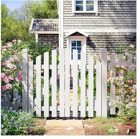 LVLDAWA Outdoor Wood Fence Gate, Carbonized Freestanding Garden Decoative Fence Gate Guardrail, Courtyard Small Garden Wooden Door (Color : B-White, Size : 120x120cm)