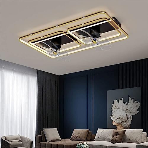 Chandeliers ceiling light Large Ceiling Fan with Lamps Rectangular Fan Chandelier for Living Room Bedroom Ceiling Smart Luxurious Ceiling Lights Home Decoration