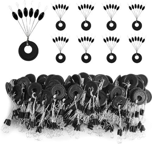 WUSJCOF 600 Gummi Angeln Bobber Stopper - Gummistopper Schnurstopper Angeln - 6-in-1 Gummiperlen Posen Angeln(Schwarz oder gelb)