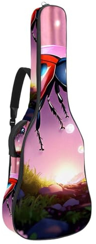 Großer schöner Gitarrenkoffer, wasserdichte Gitarrentasche mit Schwamm-Schutzschicht, Marienkäfer-Kristallkugel, Mehrfarbig Nr. 05, 42.9x16.9x4.7 in, Gitarrentasche