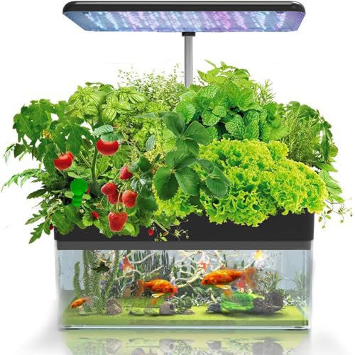 Système de Culture hydroponique avec Aquarium aquaponique, Tour hydroponique Intelligente pour jardinière, système de Culture aquaponique, minuterie Automatique pour 3 Modes de Culture A