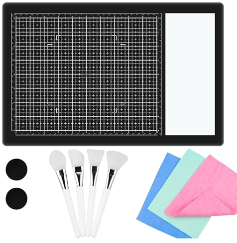 9-teiliges magnetisches Glas-Bastelmatten-Set; 40 x 26 cm hitzebeständige Glas-Medien-Schneidematte mit Magneten, Rasterlinien und Messungen; zum Schneiden, Stempeln, gemischte Medien, Wärmeprägen und