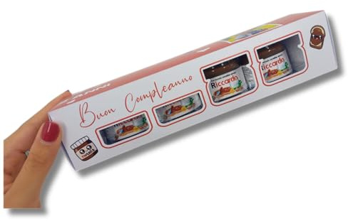 Scatola personalizzata per eventi | include Nutella da 25gr. | Scatola da 2 a 7 vasetti personalizzabile | Personalizzabile con foto e grafica da 12,5cm a 35,5cm di larghezza | idea Regalo di Natale