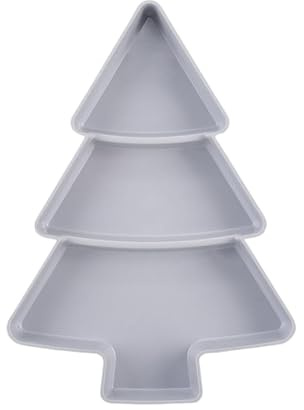 BEALIFE Juego de platos de plástico, suministros esenciales de cocina para el hogar, bandeja para pasteles ABS en forma de árbol de Navidad, bandejas para desayuno, aperitivos y dulces, gris