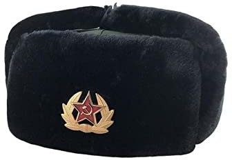 DQZRTUECA Russisch Winter Bomber Trapper Hut Sowjetische Armee Militärabzeichen Russland Uschanka Warme Mützen Mützen Winter Damen Outdoor Herren Ohrenklappen Warme Mützen