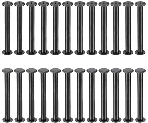 PATIKIL 24 Ensembles de vis Chicago, 55mm l Vis Chicago Phillips Vis à Reliure Vis Boulons Rivets en Cuir Connecteurs pour Ceinture en Cuir Albums Photo Scrapbook, Noir