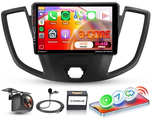 8 Core 4G+64G 5GWifi Car Stereo for Ford Transit 150 250 350 2015-2019, Hodozzy 9 1280P IPS Touchscreen Radio with Wireless CarPlay Android Auto DSP BT 5.0 GPS MirrorLink 63UIs SWC Backup Camera