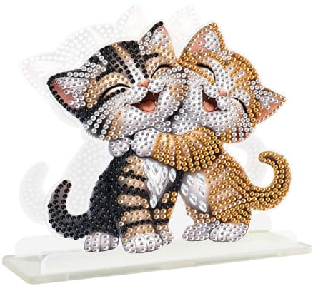 SHEGZHUC Diamond Painting Serviettenhalter Diamond Painting Katzen Freistehender Tischtuchspender Papierhandtuchhalter Servietten Rahmen Serviettenspender Diamant Malerei Serviettenständer Geschenk