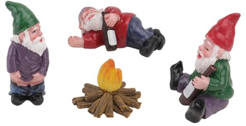 Yardwe 4pièces Miniature Small Dwarf Garden Decor Resin Figurines Micro Landscape Ornaments for Lawn Office Desktop Decoration