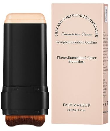 Corrector en barra, maquillaje en barra | Base en barra mate natural con brocha,Barras de contorno, base de acabado ligero para nariz, frente, mejillas, día de la madre, oficinas