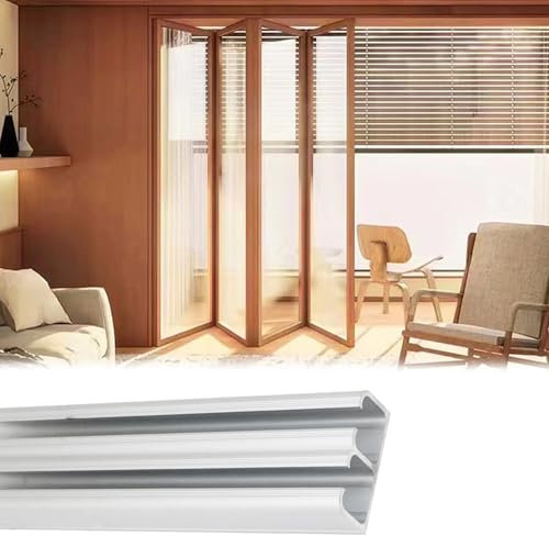 Binario per porta scorrevole Guida per porta del soggiorno/armadio/fienile, binario doppio per porta sospesa e rulli e set di ferramenta per porta scorrevole con carrelli a 8 ruote(24inch/61cm)