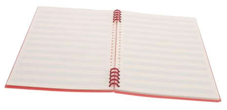 Notenheft mit Herausnehmbaren Rotes Vintage B5 Blättern | Narrow Staff Design, für Gitarren und Klaviernotizen, für Heimunterricht und Musiktrainingskurse