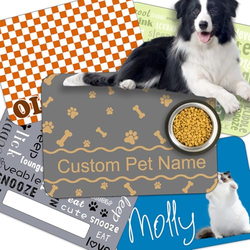 Futternapf Unterlage Hund Personalisiert Napfunterlage Katzen mit Namen Foto rutschfeste Gummi Unterlage Geschenk für Haustier,Stil 1