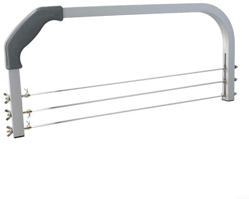 LVYXON Taglierina a strati per torte, 3 fili regolabili, con comoda maniglia guida di misurazione per stratificazione uniforme, accessorio da forno, gamma di taglio 10-110 mm