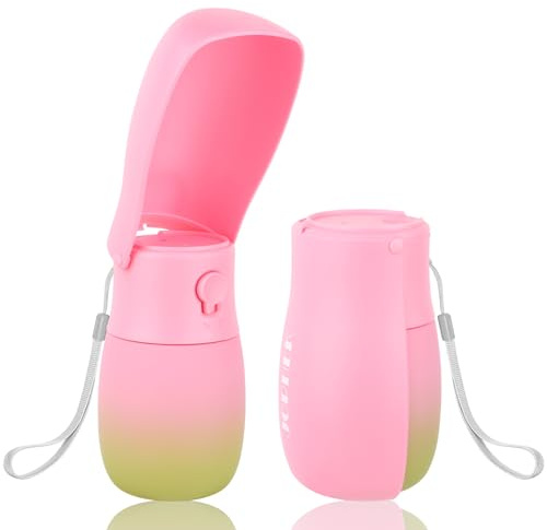 JOPHEK 300ML Bouteille d'eau pour Chien Chat, Distributeur d'eau Portable Gourde avec Bouton Lock et Filtre à Charbon Actif Convient pour Le Camping Le Randonnée