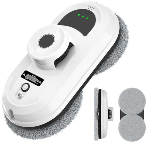 Window Cleaner Robot 5600 Pa, Intelligent Windows Cleaning Robots, Automatic Electric Window Cleaning Robot with 3 Cleaning Modes, Remote Control, 10 Cloths, for Indoor and Outdoor High-Rise Windows