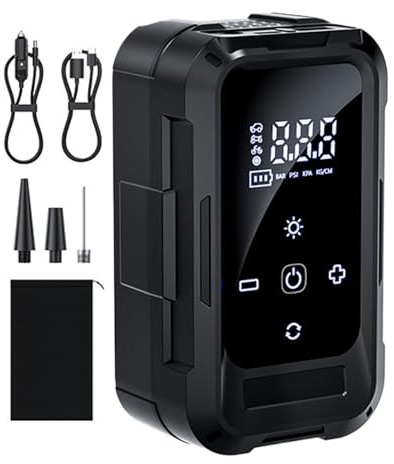 Gonfiatore per pneumatici da auto, con display digitale, pompa elettrica per guida a lunga distanza, garage, viaggi su strada, casa, campeggio