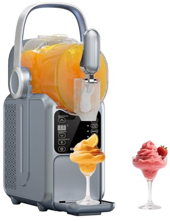 Slushie Machine, 3L No Ice Needed Slushie Maker for Home with Portable Handle, Real-time Temperature Display, 5 Preset Modes for Margaritas, Frappés, Milkshake, Juice and More