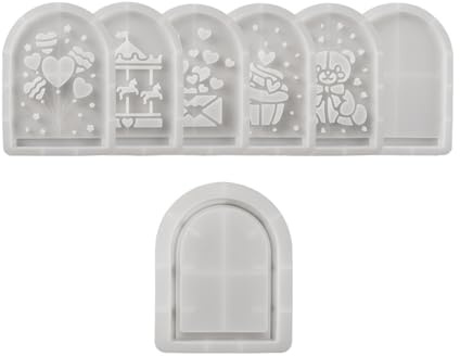 Paquete de 7 moldes de silicona con base ligera para manualidades con materiales como yeso de resina y molde de silicona de cemento