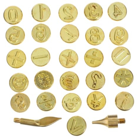 HIAKDOFT 2 Juegos Puntas Para De Letras Madera Y Cuero Herramienta Portátil De Pirógrafo Con Puntas De Latón Para Manualidades Papel Fácil De Transportar Y Usar
