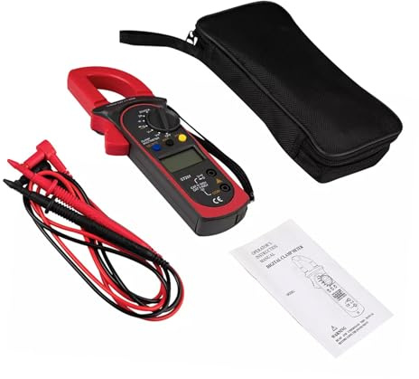 IMIKEYA Digital Clamp Multimeter Red Portable Handheld Electric with High Precision Ac Dc Voltage Resistance Temperature Measurement