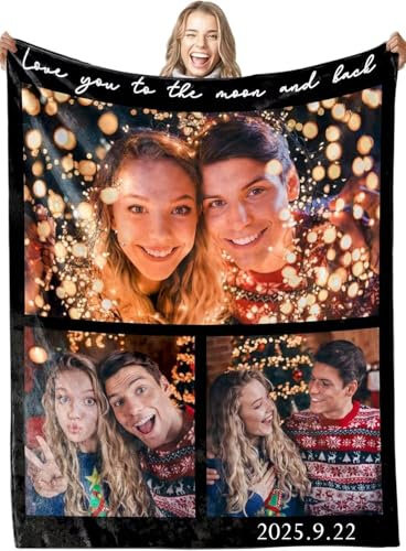 Personalisierte Decke mit Foto,Foto Kuscheldecke Selber Gestalten,Winter Warm Dick Weich Flanell Decke Geschenke für Frauen und Männer, Fotogeschenke zum Geburtstag Weihnachten