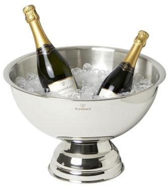 AURANACS Raffreddatore per champagne e vino in acciaio inox – Ø 40 cm ciotola di alta qualità lucidata a specchio con base stabile – elegante e fresco e impressionante per cene, feste e momenti