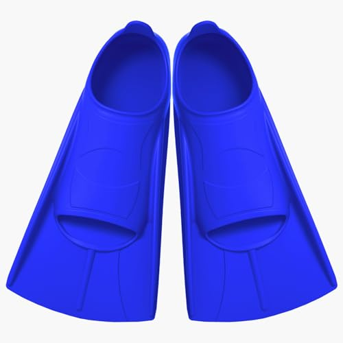 Palmes Natation, Palmes Courtes pour Enfant Adulte, Entraînement et Snorkeling, Palmes Plongée en Silicone (Bleu, XXS(27-29))
