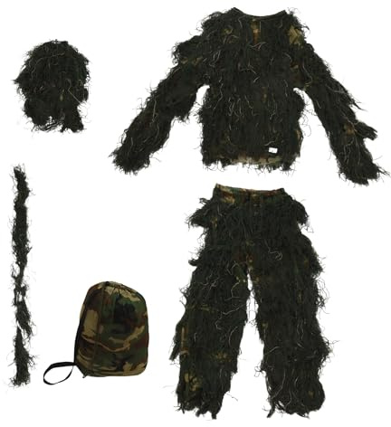 NIZEAMI 5 en 1 traje, camuflaje 3D, ropa de caza al aire libre, Incluyendo chaqueta, pantalones, capucha, bolsa portátil para adultos, niños y adolescentes