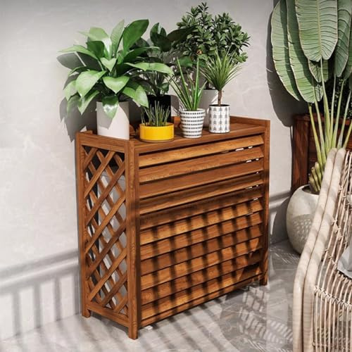 Housse pour climatiseur extérieur – Design anti-corrosion en bois massif, parfait pour cacher les unités de climatisation et le rangement d'étagères de plantes résistant aux intempéries