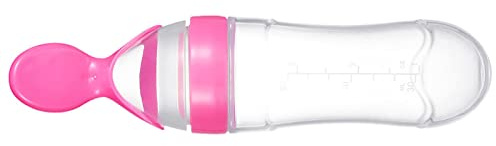 Yanmis Weicher BPA-freier Silikon-Flaschenlöffel, Leichter Löffel, Flaschenfutterspender für Babynahrung, Babylöffel (PINK)