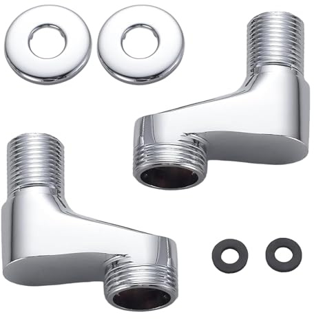 2 Stück S-Anschluss Adapter, 1/2 auf 3/4 Standard Wasserhahn Adapter Verstellbarer Bereich 75 bis 225mm Duschwinkel Adapters für Clawfoot Wandarmaturen Badewannen Badezimmer Zubehör Zuhause