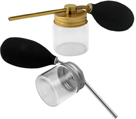 TEHAUX 2pcs Refillable Powder Spray Bottles for Hair Fibers Applicator, Portable Silicone Sprayer with Glass Container, Hairdressing Tool for Salon and Travel Use