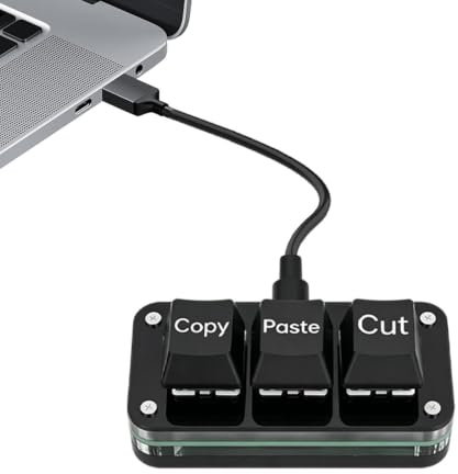 Kopiera Klistra Knapp 3-Tangenters Bärbar Liten Tangentbord | USB-kopiera Klippa Klistra-dosa för Dator för Dagligt Kontorsarbete Möten Resor Videoredigering Designritning