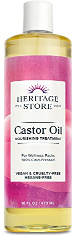 HERITAGE STORE Castor Oil Nourishing Hair Treatment - Deep Hydration for Healthy Hair Care, Skin Care, Lashes and Brows, Castor Oil Packs - Cold Pressed, Hexane Free, Vegan, 60-Day Guarantee, 16oz