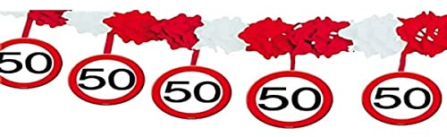 Papier Girlande Zahl 50 Verkehrsschild, Länge 4m, Material Papier | Länge 4m, Material Papier