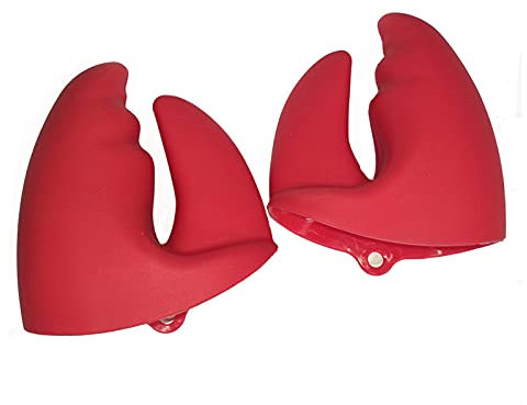 Silicone Oven Mitts Set of 2, Lobster Claws Potholders Heat Resistant Silicone Oven Glove for Instant Pot Kitchen Potholder or Baking Holder Kitchen Design Red
