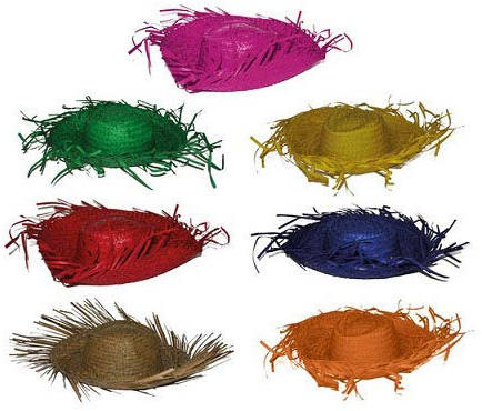 Lot de 6 - Chapeau de Paille avec Franges Orange