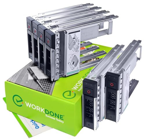 WORKDONE 6er-Pack - 3,5-Festplatten-Caddy m. 2,5-Festplattenadapter - Kompatibel für Dell PowerEdge Server 14.-15. Gen.- Handbuch - Aufkleber - Schraubendreher - Starke Schrauben