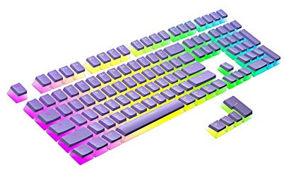 Ranked Pudding PBT Keycaps | 112 Double Shot Translucent ANSI US & ISO Layout | OEM Profile for RGB Mechanical Gaming Keyboard (Lavender)