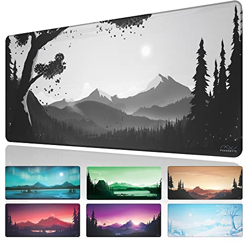 PhaseByte Hidden Peak Extended Gaming Mouse Pad Large - Non-Slip Gaming Mouse Mat with Stitched Edges, Smooth Micro-Fiber Computer Desk Mat, Hand Washable Gaming Mousepad, 35.4x15.7,900x400x4mm