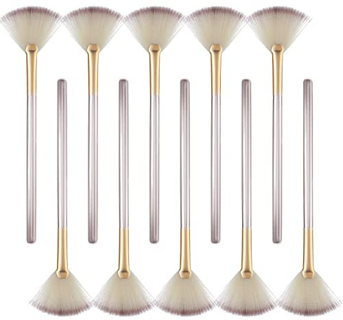 Lot de 10 pinceaux en éventail pour le visage, les masques en éventail, les pinceaux doux pour le visage, les masques, les crèmes, les esthéticiennes