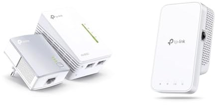 TP-Link Kit CPL WiFi TL-WPA4220 (WLAN 300 Mbit/s, CPL AV600, Clone WiFi, 3 Ports LAN, Plug and Play & Répéteur WiFi RE330 Amplificateur WiFi AC1200 Mbps,WiFi Extender jusqu'à 120㎡, Bouton WPS