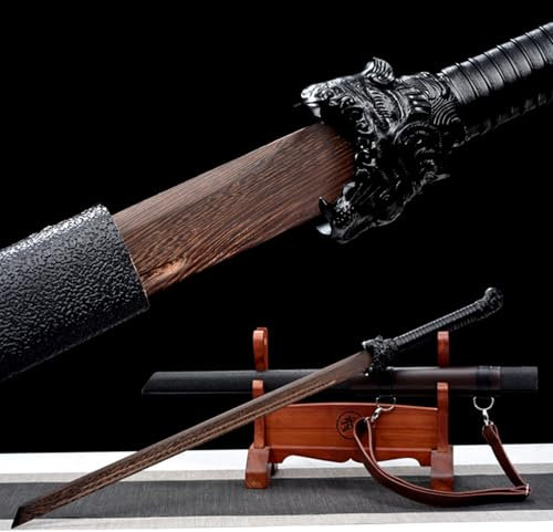 HJHUUA Espadas Rectas Hechas a Mano de 107 cm,Espada samurái de Palisandro Natural,Espada de Entrenamiento Katana de Madera para Regalos,exhibiciones,Cosplay,Artes Marciales,decoración